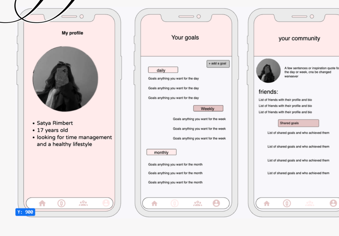 Next Step wireframe mockups