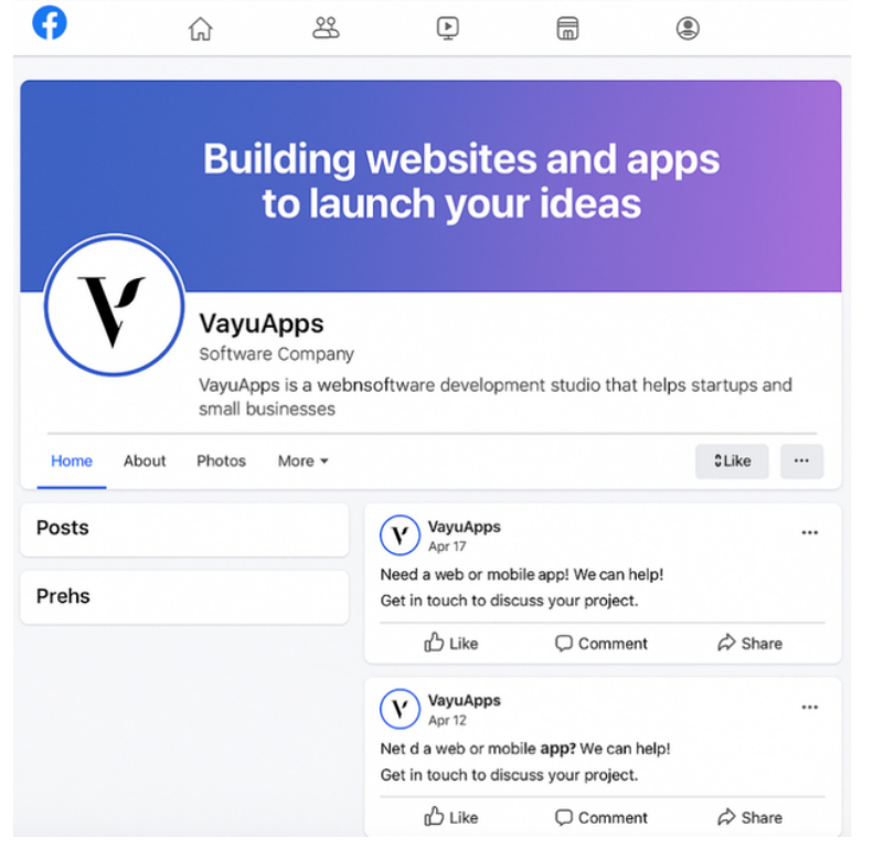 VayuApps Facebook page